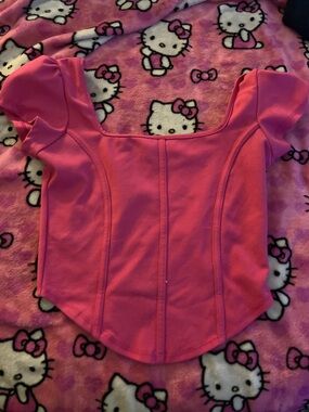 Discovery Pink Girls' Puff-Sleeve One-Piece Bodysuit